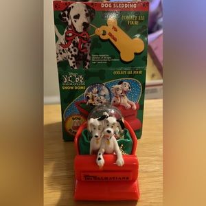 101 Dalmatians Snowglobe Ornament "Dog Sledding" 1996